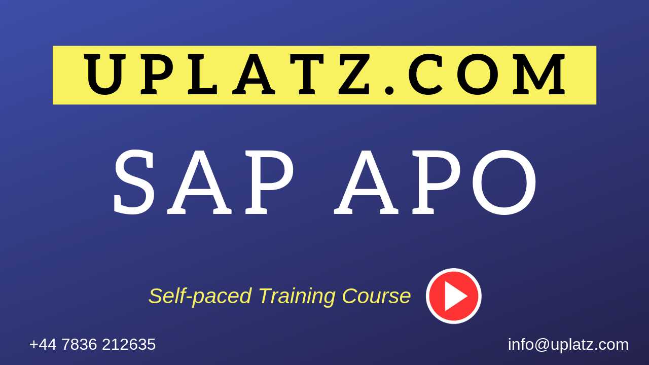 SAP APO (Advanced Planning and Optimization) course and certification