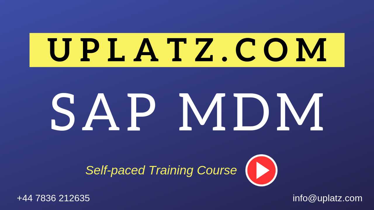 SAP MDM (Master Data Management) course and certification
