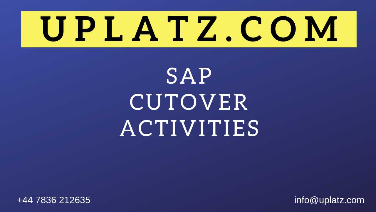 SAP Cutover Activities in Project Implementation course and certification