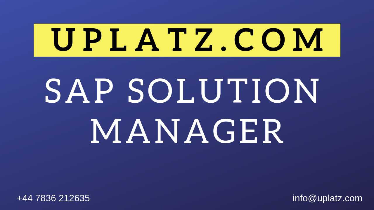 SAP Solution Manager Training course and certification