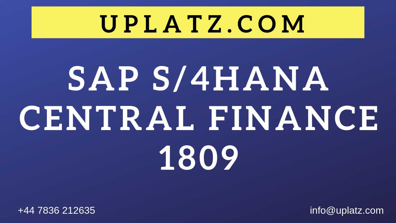 SAP S/4HANA Central Finance 1809 course and certification