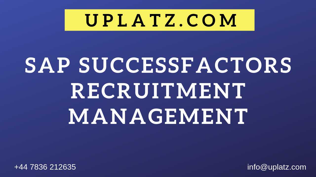 SAP SuccessFactors - Recruitment Management course and certification