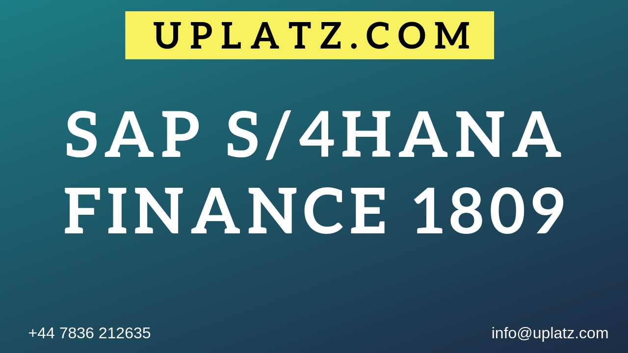 SAP S/4HANA Finance 1809 Training course and certification