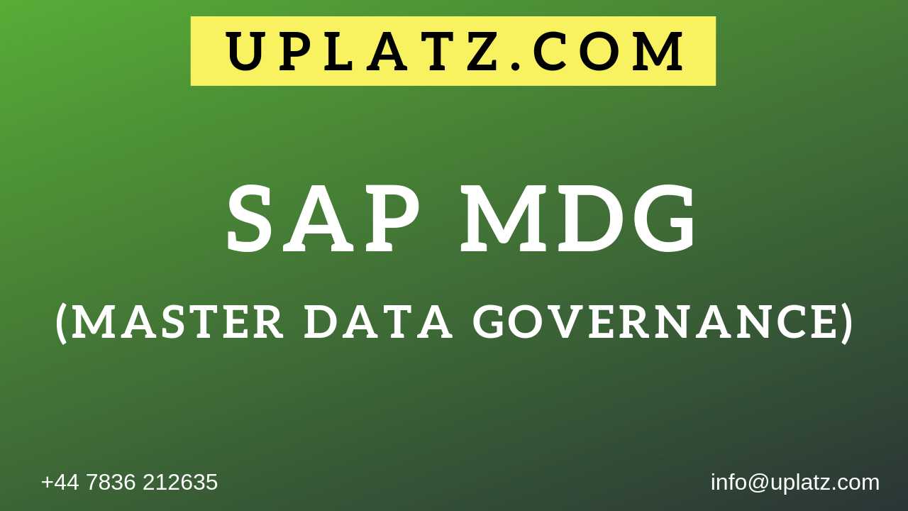 SAP MDG (Master Data Governance) course and certification