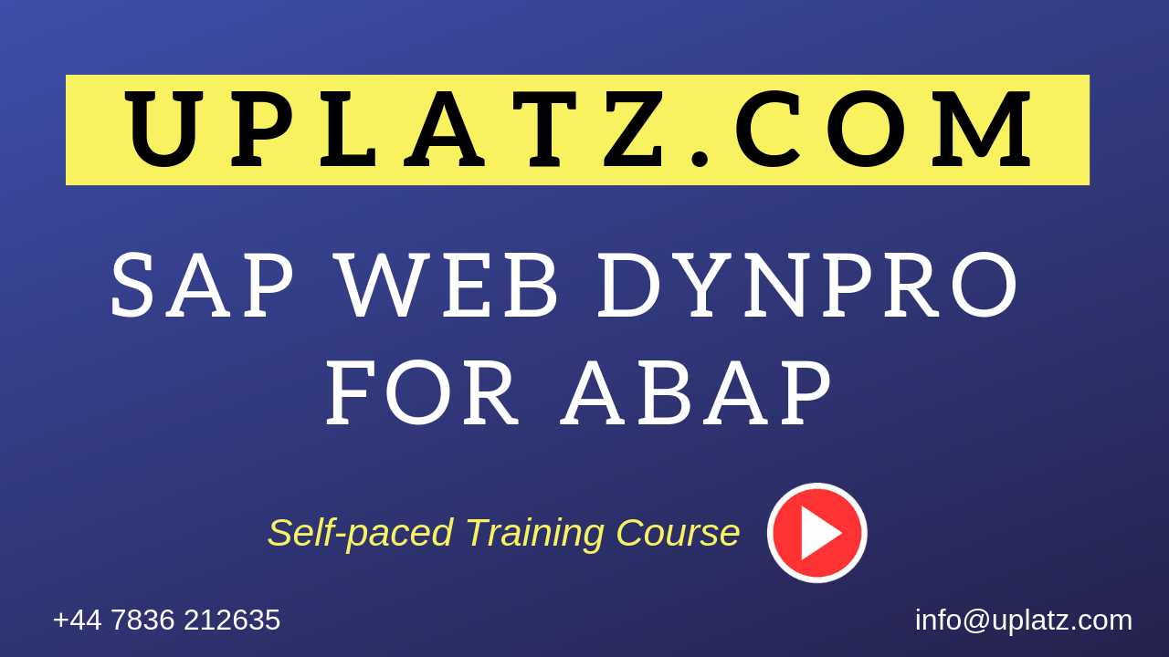 SAP WEB DYNPRO for ABAP course and certification