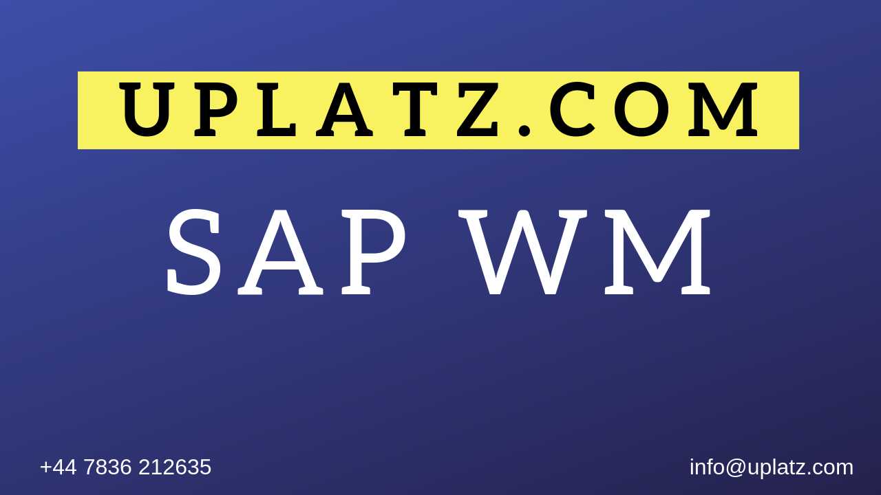 SAP WM Training course and certification