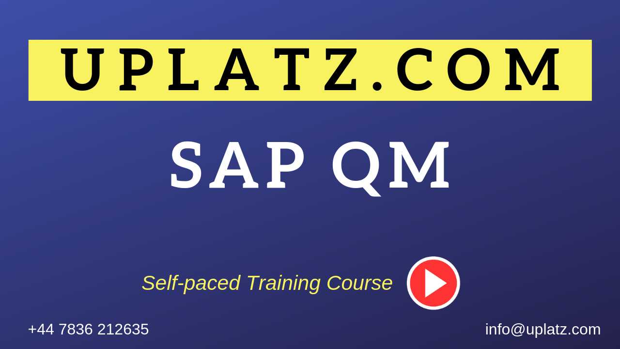 SAP QM (Quality Management) course and certification