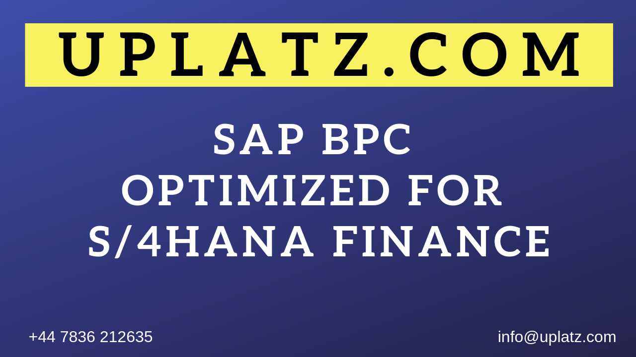 SAP BPC optimized for S/4HANA Finance course and certification