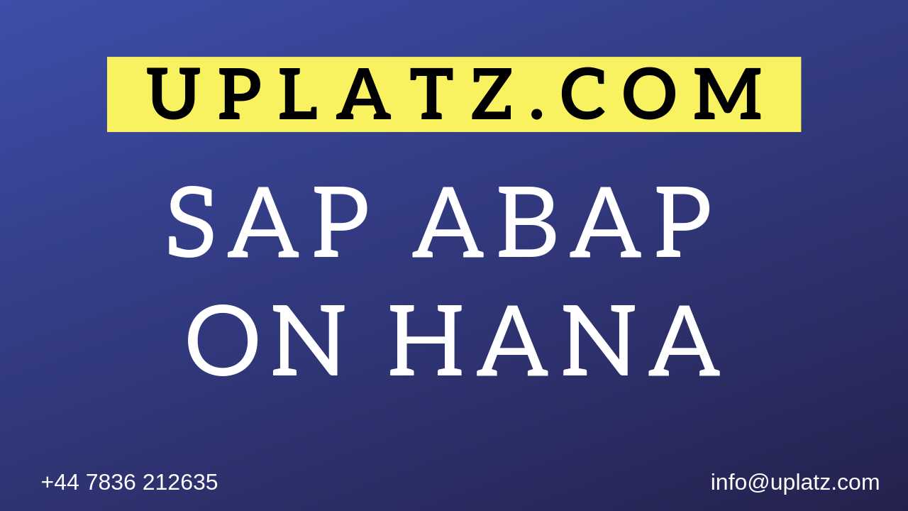 SAP ABAP on HANA Training course and certification