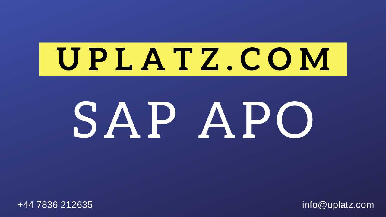 SAP APO Training (DP, SNP, PPDS, CIF) course and certification