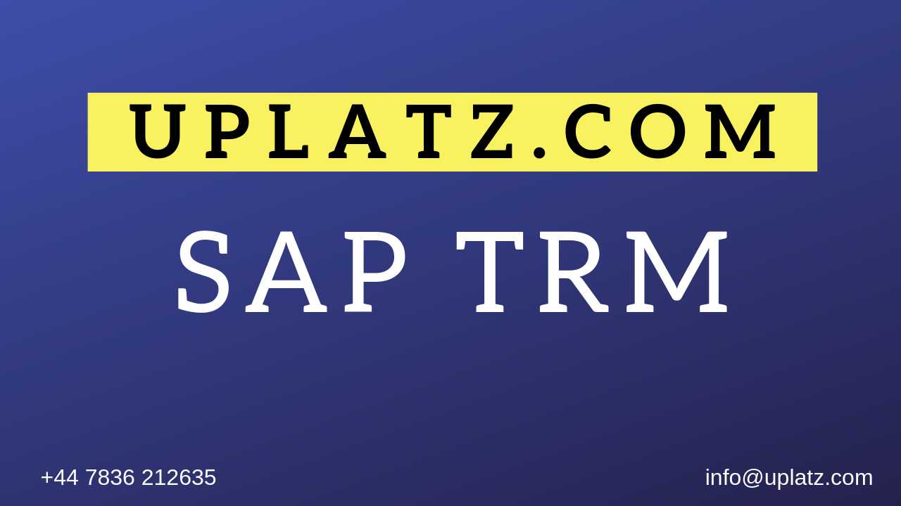 SAP TRM Training course and certification