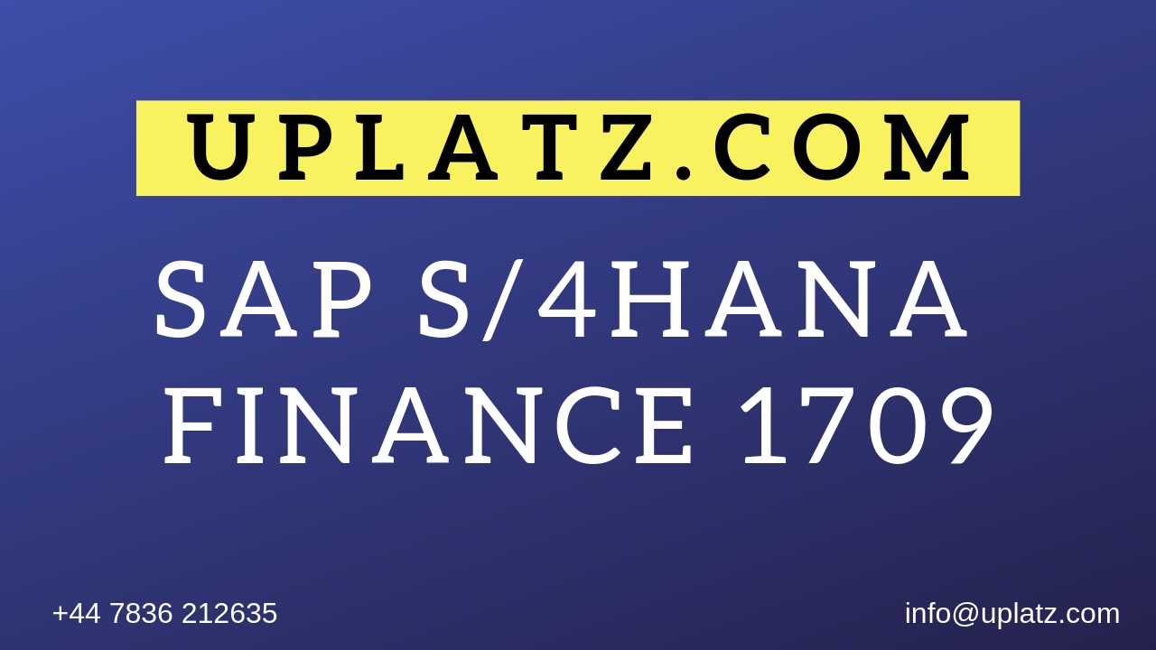 SAP S/4HANA Finance 1709 Training course and certification