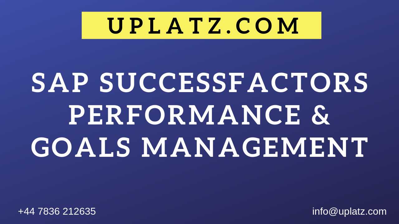 SAP SuccessFactors - Performance & Goals course and certification