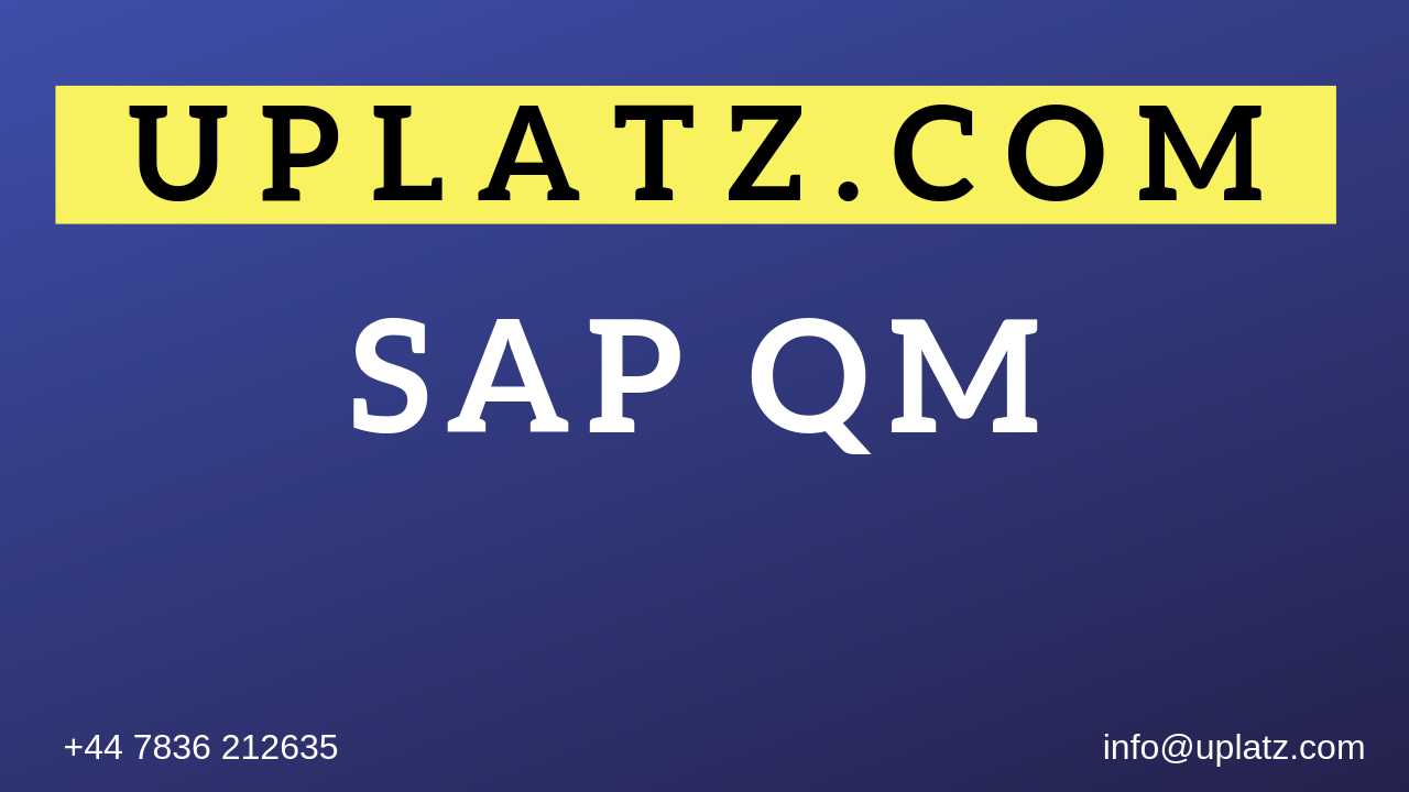 SAP QM Training course and certification